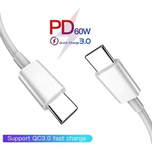 15W USB C Cable for iPhone 11 Pro Max X PD Fast Charge Wire Usb TypeC to USB-C 60W Cord For Samsung S20 Huawei Mate 30 200pcs