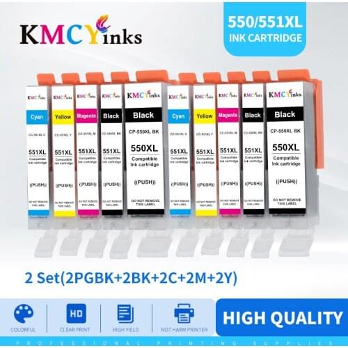 KMCYinks Compatible PGI550 CLI551 Printer Ink Cartridge for Canon PGI-550 MX925 MG5550 MG6450 MG5650 MG6650 IX6850 MX725 MX925