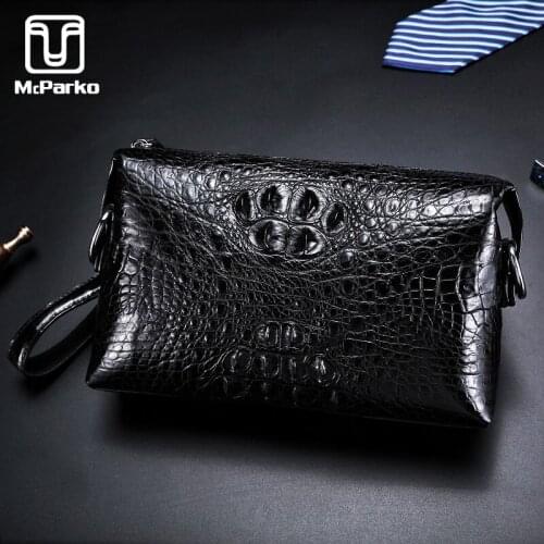 McParko Crocodile Leather Clutch Bag Men Brown Black Clutch Wallet mens handbag clutch bag genuine leather luxury Crocodile Bags
