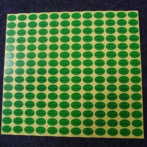 QC Adhesive Label Sticker Custom Label Sticker QC PASSED Stickers 13*9mm 900pcs/lot Green Color Oval Coated Paper Warranty Label