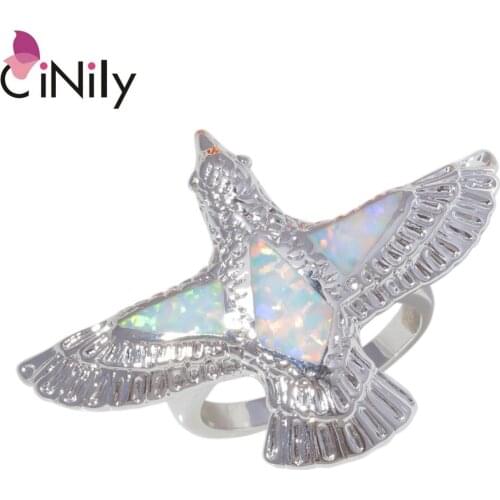 CiNily Created White Fire Opal Silver Plated Wholesale Hot Sell Fashion Jewelry for Women Party Gift Ring Size 6-9 OJ9202