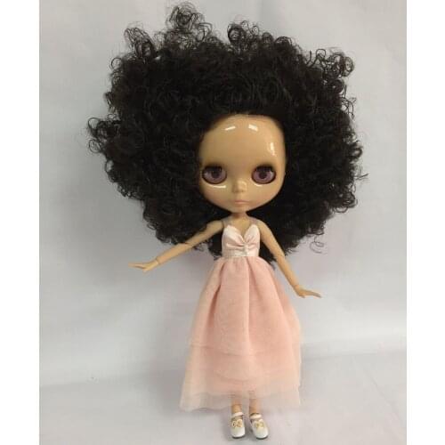 Joint body Nude blyth Doll,tan skin black hair TTa