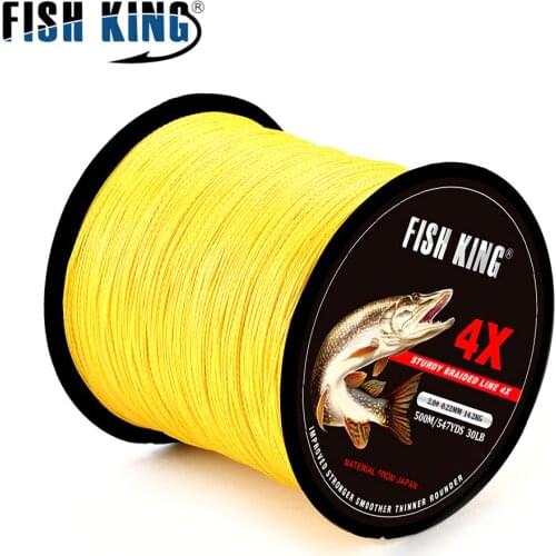 FISH KING Fishing Line 300M/500M 0.4#-6.0# 0.10mm-0.40mm 8-60LB Braided Wire PE Braided 4 Strands PE Multifilament Fishing Line
