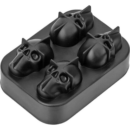 Ice Cube Tray 3D Skull Silicone Mold 4-Cavity DIY Ice Maker Household Use Cool Whiskey Wine Kitchen Tools Pudding Ice Cream Mold