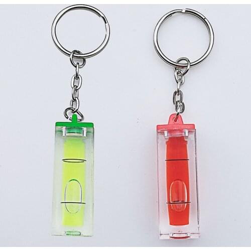 Mini Bubble Level Acrylic Green, Red Spirit Levels Key Ring Style Key Chain Pocket Gadget Measuring Tool Accessories