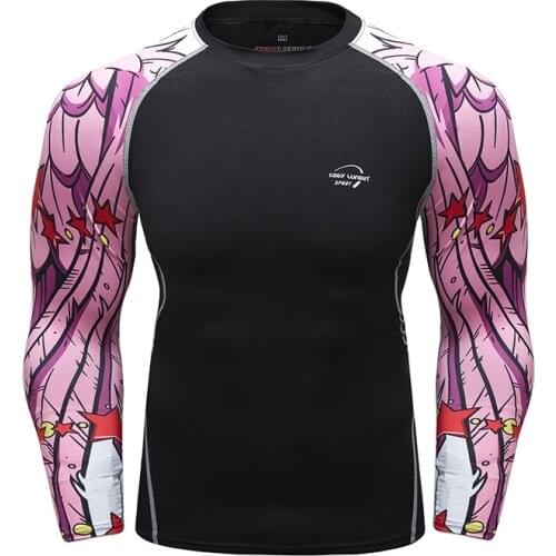 Fashion Digital Print Men Running & Fitness Shirt Long Sleeve Outdoor Sport Shirt