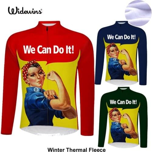 We Can Do It women team Cycling JERSEY Bike women Ropa Ciclismo Thermal fleece Bicycle clothing Long Cycling wear 6509