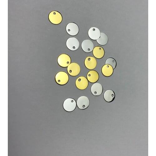 MYLONGINGCHARM 50pcs-7.5mm Very Thin Disc 0.5mm thickness-custom your design or logo-Mirror polished Charms Logo Tag 1.2mm hole