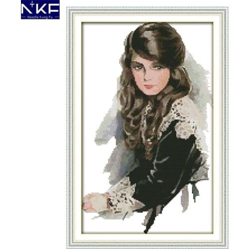 NKF A Russian girl figure style cross stitch Christmas stocking patterns needlepoint embroidery kit for home decoration