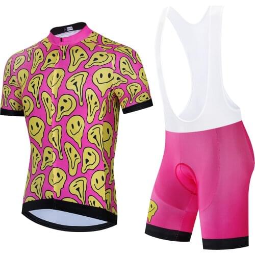 New Pink Cycling Jersey Set Summer Men Bike Team Pro Cycling Sets / Jersey / Bib Shorts Breathable Gel Pad