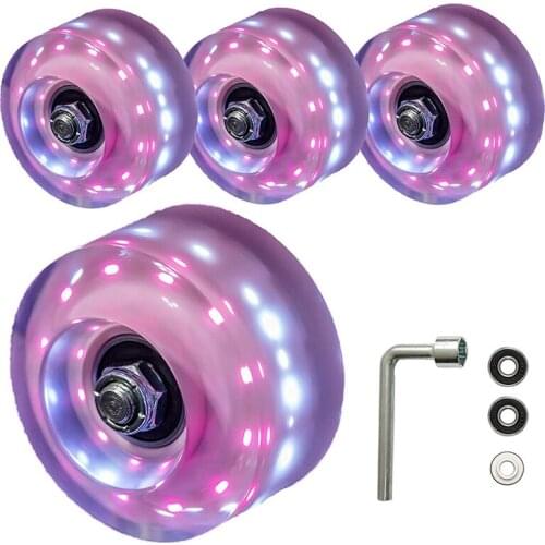 New-Roller Skate Wheels 4 Pack Light Up Luminous Wheels Outdoor Colored Wheels Double Row Skating and Skateboard