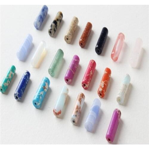 New style 50pcs/lot color print geometry cylinder shape Straight hole stone beads diy jewelry earring/bracelet accessory