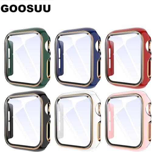 PC+Tempered Glass Film Iwatch Matte Material Tempered Glass Hard Case For Apple Watch 6 5 4 3 40MM 44MM For iWatch SE 42MM 38MM