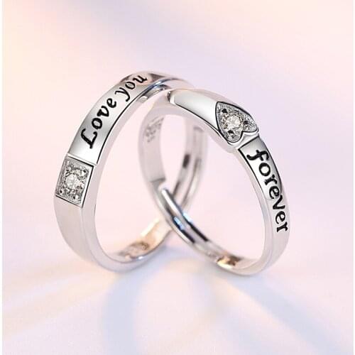 Valentines Day Present Couple Rings AAA Zircon CZ Stone Studded Finger Ring Band Opening Rings Wedding Ring For Men Women Gifts