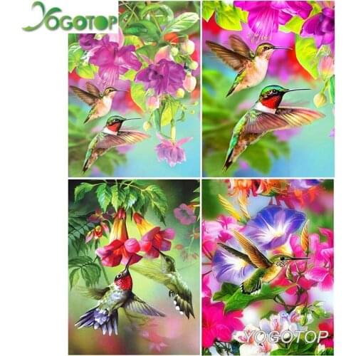 Full Diamond Painting hummingbird 5D Bird Diy Diamond Embroidery Animal Mosaic Gift Home Decoration Diamond Art flowers YY2271