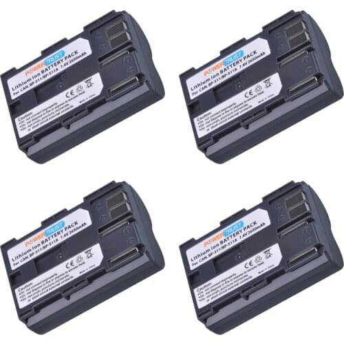 PowerTrust 4Pcs 2650mAh BP-511 BP-511A Camera Battery BP511 BP 511 For Canon EOS 40D 300D 5D 20D 30D 50D 10D D60 G6 BP 511A