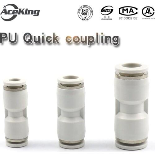 PU Plastic white straight through pipe quick connector pu4 pu6 pu8 pu10 pu12 PU14 pu16 Straight through quick coupling