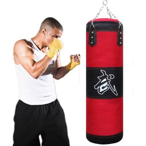 Empty Boxing Punching Bag Hanging Kick Sandbag Boxing Training Fight Karate Sandbag with Wrist Guard Glove Martial Arts Fighting