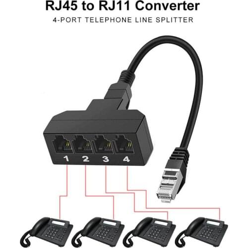 4 In 1 RJ11 Telephone Converter RJ45 Splitter LAN Ethernet Network Splitter Excellent Line For Network Cable Connection Adapter