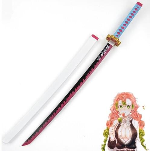 Anime Demon Slayer: Kimetsu No Yaiba Cosplay Props Kanroji Mitsuri Wooden Sword Weapons Prop for Comic Party Halloween Cosplay
