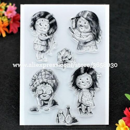 Fashion Girl Cosmetic Flower Scrapbook DIY photo cards rubber stamp clear stamp transparent stamp 10x15cm 8071321