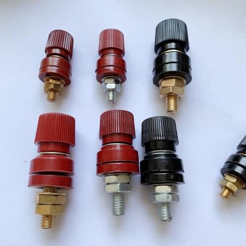 2pcs high current terminal Total copper/ ironcore 333 / 555 power connector M6mm /M 8mm red black welding inverter terminal