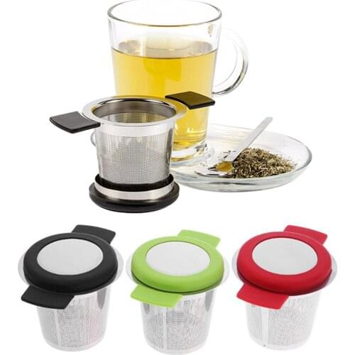 Stainless Steel Double Handles Tea Infuser With Lid Fine Mesh Coffee Filter Teapot Cup Hanging Loose Leaf Tea Strainer Kitchen