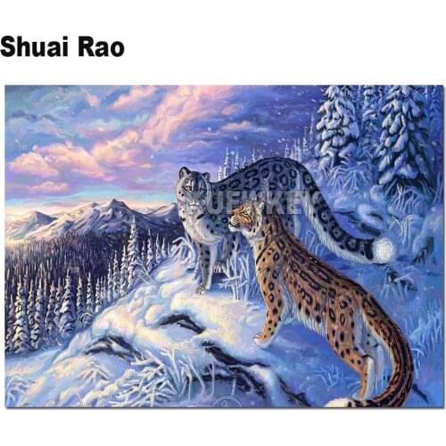 Snow Leopard diamond painting full square round 5 d diy diamond embroidery kits mosaic diamond Cross stitch animals winter