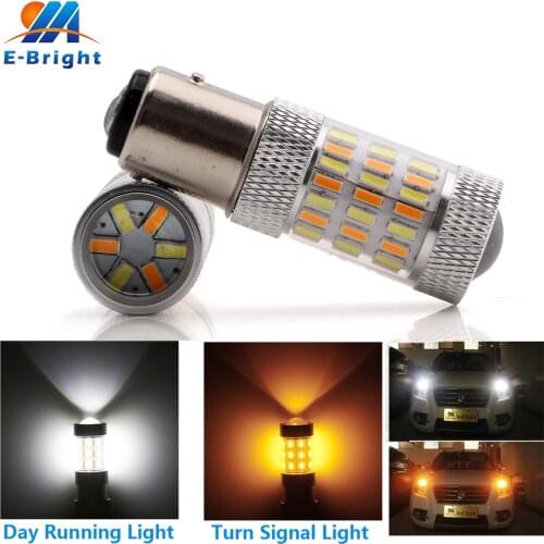 2pcs 1157 BAY15D PY21/5W 3157 7443 4014 Bulb Led Turn Signal Light DRL Day Light Car Brake Warning Light DC 12V White&Amber