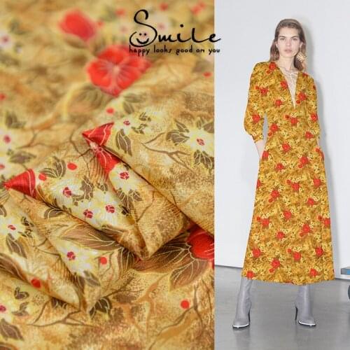 114 cm width pure silk fabric cloth meter new printing mulberry shirt Hanfu dress fabric wholesale silk cloth