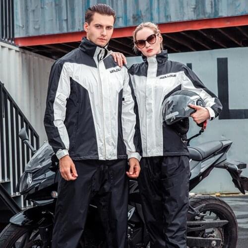 Waterproof Motorcycle Rain Suit Raincoat+Rain Pants Poncho Motorcycle Rain Jacket Motorbike Scooter Riding Rain Suit Riding Suit