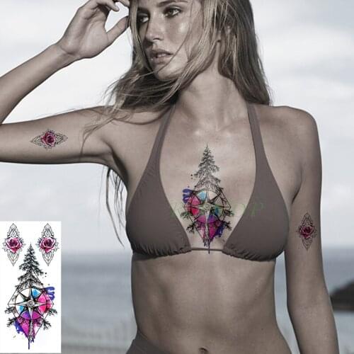 Waterproof Temporary Tattoo Sticker flower tree compass tatto flash tatoo fake tattoos for girl lady men women