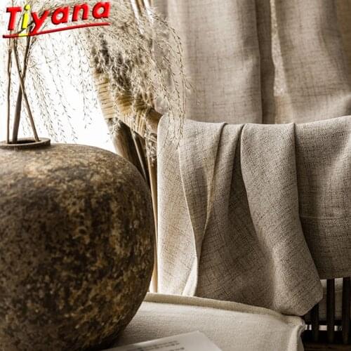 Japanese Linen Gauze Curtains for Living Homestay Style Nordic Simple Room Semi-blackout Window Drapes for Bedroom #VT