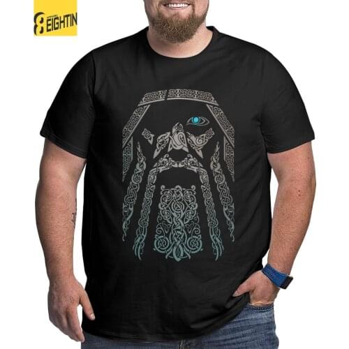 Funny ODIN Vikings Valhalla T-Shirts for Men Cotton T Shirts Viking Big Tall Tees Plus Size Big Size Large 4XL 5XL 6XL Clothing
