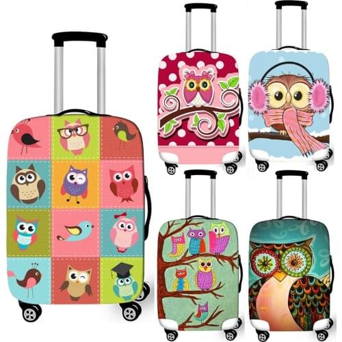 Cute cartoon owl print luggage protective cover for travelling anti-dust suitcase covers elastic travel trolley case covers