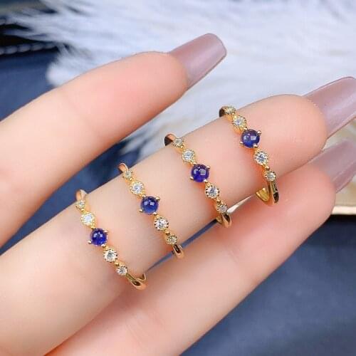 3X3mm Sapphire Zircon Womens Ring Natural Gem Jewelry 925 Silver Plated Platinum Adjustable Size Mujer Gift for Girlfriend