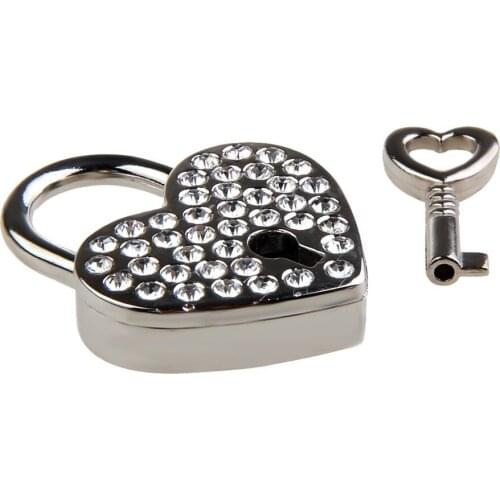 1×New Small Crystal Padlock Mini Travel Suitcase Bag Diary Lock Key Silver