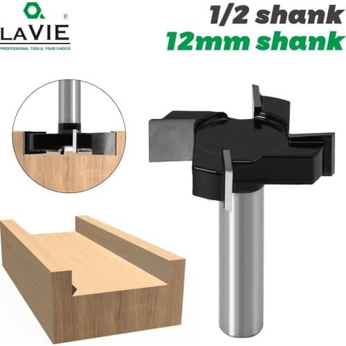 1pc 1/2"12mm Shank 4 Edge T Type Slotting Cutter Woodworking Tool Router Bits For Wood Industrial Grade Milling Cutter Slotting