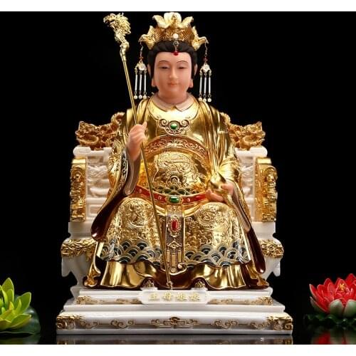 2021 High grade gilding gold jade Royal BUDDHA figure HOME Prosperity SAFE LUCKY protection Omnipotent God WANG MU NIANG NIANG