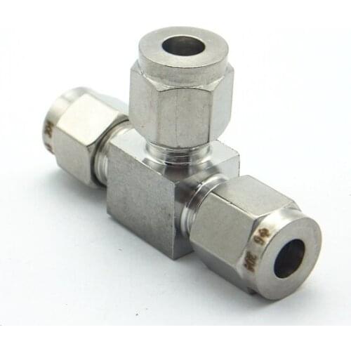 304 Stainless Steel 3mm 6mm 8mm 10mm 12mm 16mm Double Ferrule Tube Pipe Fitting Tee Type Union Connector Reducer