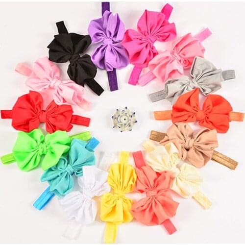 5PCS/Lot Baby Headband Bow Girls Ribbon Hair Bands Handmade Headwear Hair Elastic For Girl Newborn Babies Hair Accessories