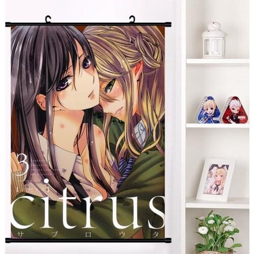 Anime Citrus Aihara Yuzu Mizusawa Matsuri Wall Scroll Mural Poster Cartoon Wall Hanging Poster Home Decor Collection