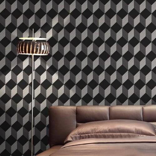 Beibehang Modern simple 3d 3d geometric grid grid wallpaper bar KTV living room TV background wall paper