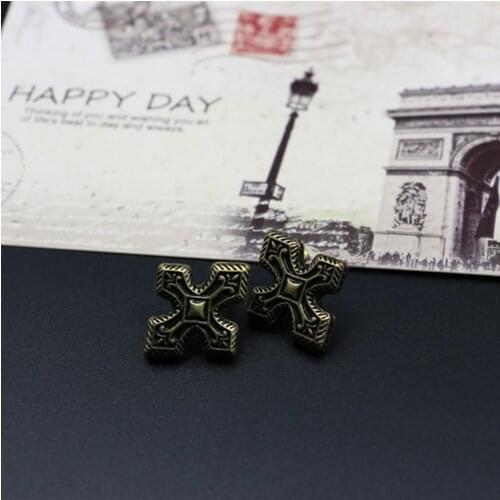 Free Shipping New Design vintage fashion gold cross earrings stud