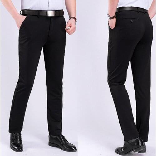 Pants Men Fashion Solid Color Stretchy Dress Pants Formal Business Wedding Trousers