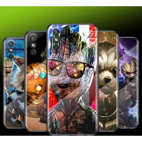Tempered Glass Cover Hot Marvel Guardians Groot For Huawei Y6 Y7 Y9 Y5P Y6P Y8S Y8P Y9A P Smart Z 2019 2020 2021 Phone Case