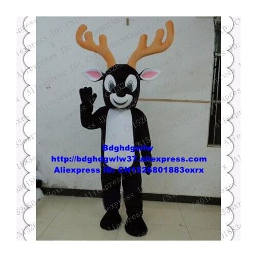 Black Reindeer Moose Elk Wapiti Caribou Alces Deer Mascot Costume Cartoon Character Company Activity Start Business zx2010