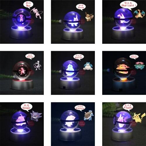 Night Light Child Christmas Present Go Ball Engraving Entei Crystal Ball With Black Line Nice Fashion With LED Base