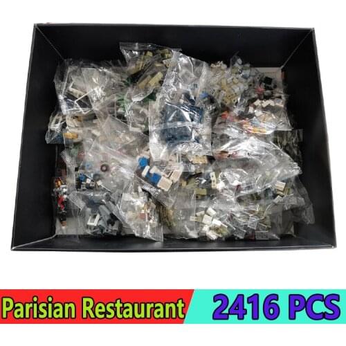 Fedex City Street View Series Parisian Restaurant Building Blocks 2416Pcs Bricks LED Kits Compatible 10243 Toys Children Gifts