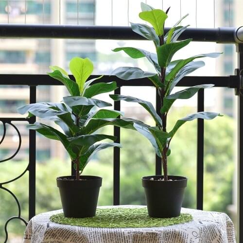 Artificial Plant Green Palm Leaf Piano Leaf Ficus Potted Home Garden Living Room Bedroom Balcony Decoration Plant